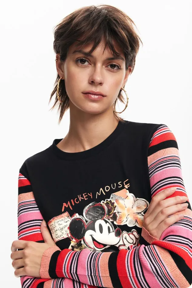 TShirts Women Desigual Long Sleeve Mickey Tshirt Black