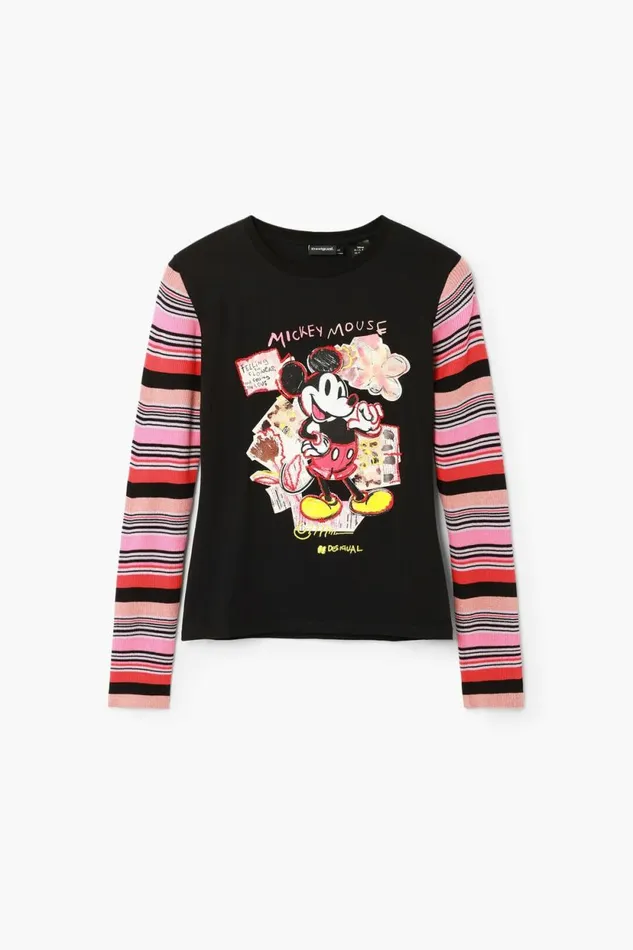 TShirts Women Desigual Long Sleeve Mickey Tshirt Black