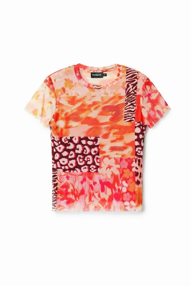 TShirts Women Desigual Tulle Patch Tshirt Orange