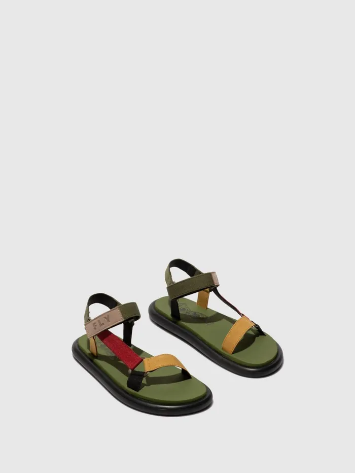 TStrap Sandals OLIE072FLY MILITARYMULTICOLORARMY GREEN Women Fly London Sandals