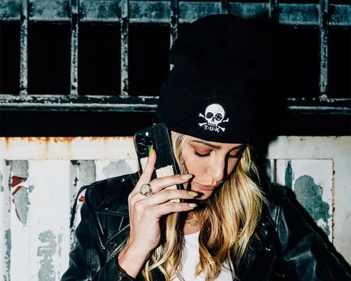 TUK Shoes Apparel Adult Black Skull Embroidery Beanie TUK Shoes Apparel Adult Black Skull Embroidery Beanie