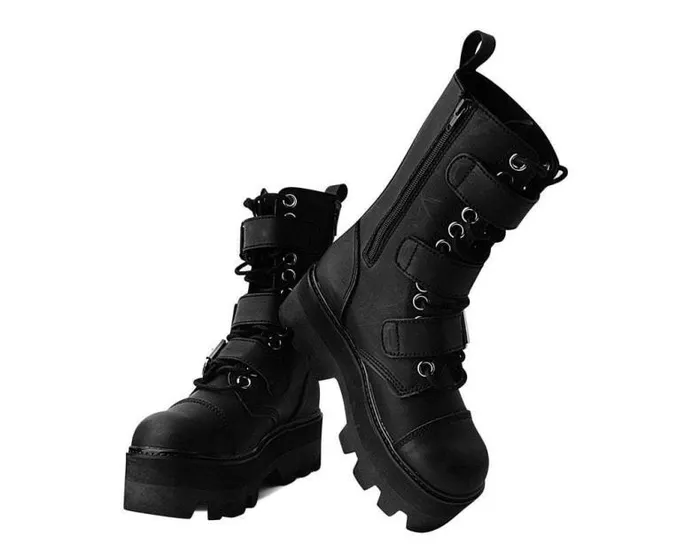 TUK Shoes Boots Men Black 12Eye 3Strap Dino Boot TUK Shoes Boots Men Black 12Eye 3Strap Dino Boot