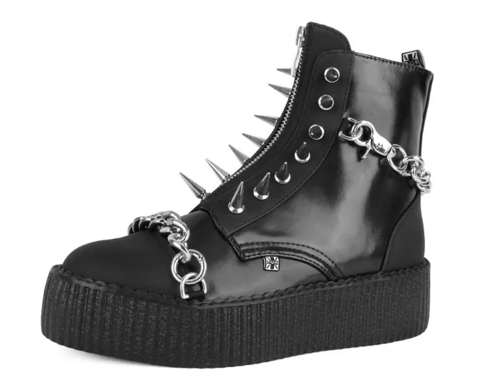 TUK Shoes Boots Men Black Haze Spike and Chain Viva Mondo Boot