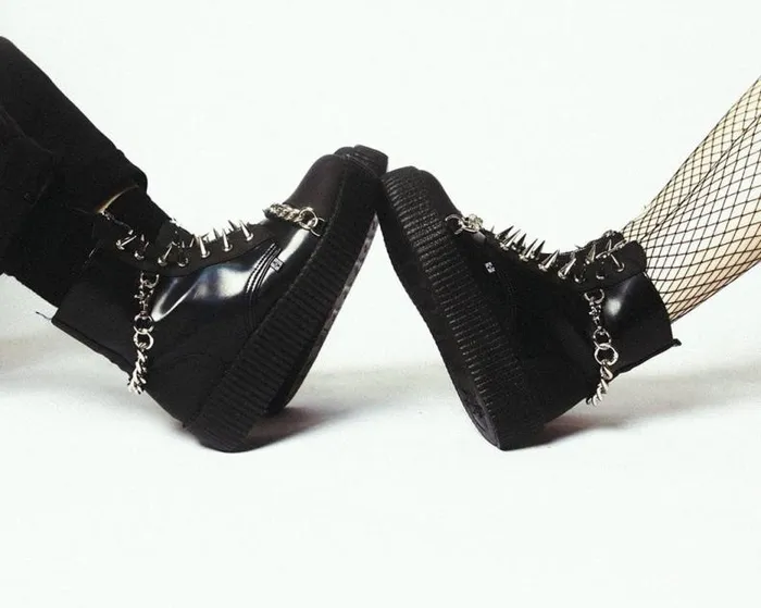 TUK Shoes Boots Men Black Haze Spike and Chain Viva Mondo Boot TUK Shoes Boots Men Black Haze Spike and Chain Viva Mondo Boot