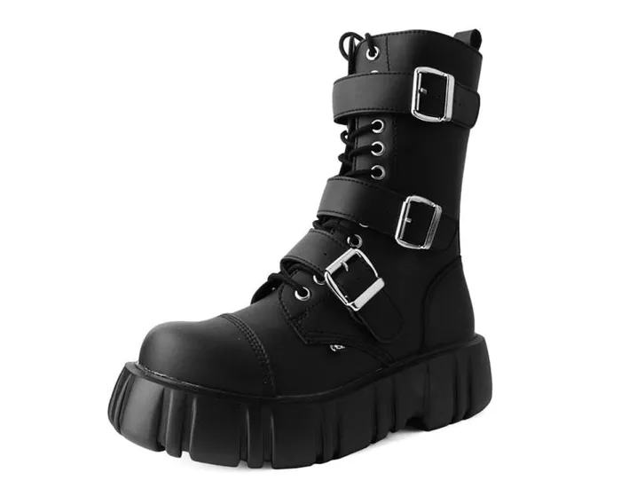 TUK Shoes Boots Men Black TUKskin 3Buckle Anarchic Airship Boot