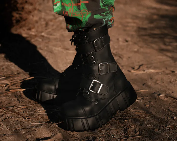 TUK Shoes Boots Men Black TUKskin 3Buckle Anarchic Airship Boot TUK Shoes Boots Men Black TUKskin 3Buckle Anarchic Airship Boot