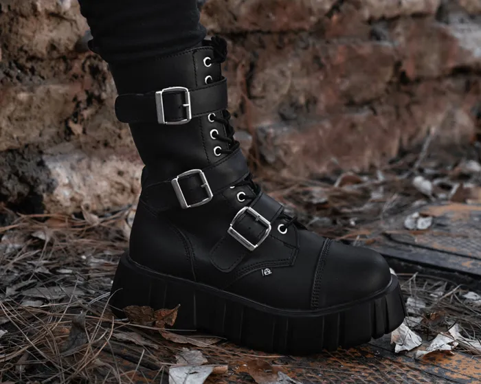 TUK Shoes Boots Men Black TUKskin 3Buckle Anarchic Airship Boot TUK Shoes Boots Men Black TUKskin 3Buckle Anarchic Airship Boot