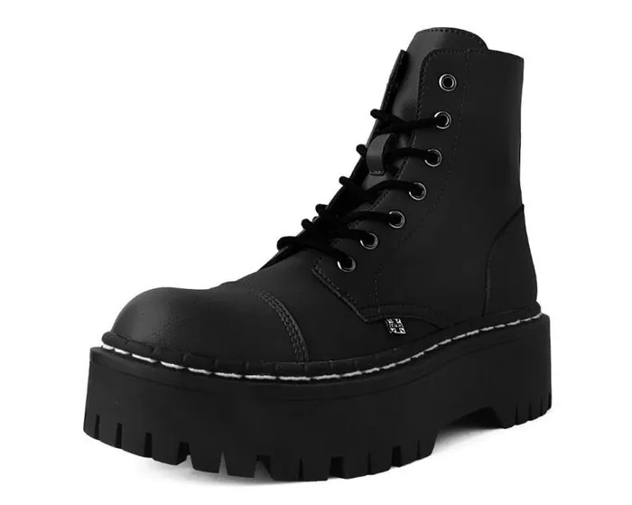 TUK Shoes Boots Women Black 7Eye Double Decker Boot