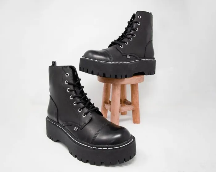 TUK Shoes Boots Women Black 7Eye Double Decker Boot TUK Shoes Boots Women Black 7Eye Double Decker Boot