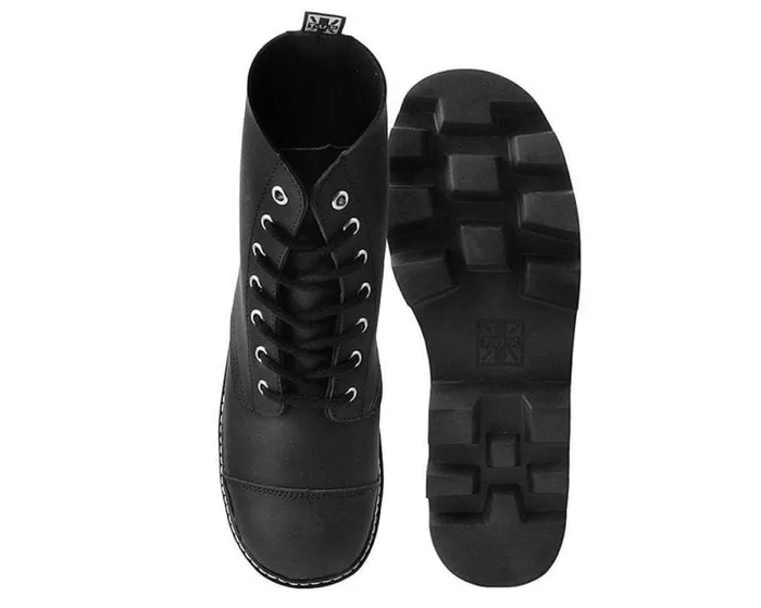 TUK Shoes Boots Women Black Faux Leather 7Eyelet Dino Lug Sole Boots TUK Shoes Boots Women Black Faux Leather 7Eyelet Dino Lug Sole Boots
