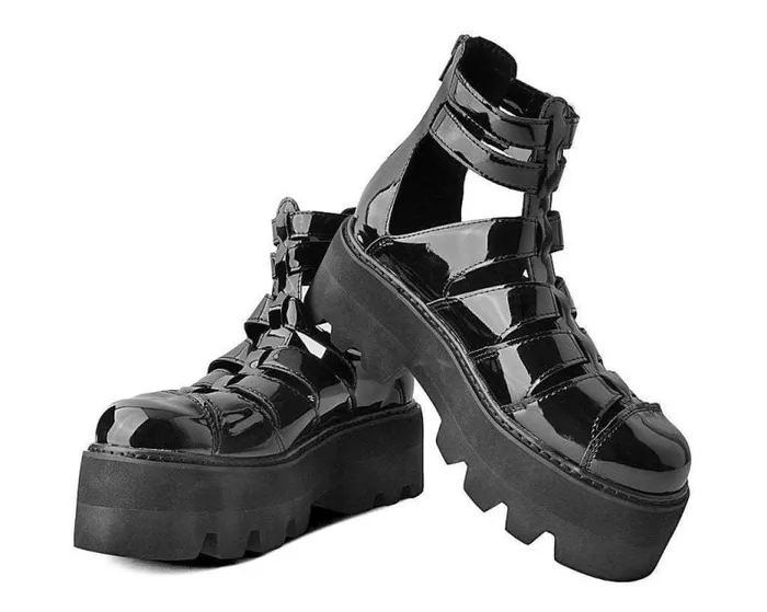 TUK Shoes Boots Women Black Patent Gladiator Dino Lug Sandal TUK Shoes Boots Women Black Patent Gladiator Dino Lug Sandal