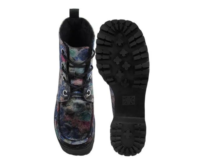 TUK Shoes Boots Women Floral Velvet Nosebleed Boot