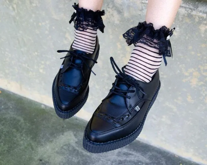 TUK Shoes Dress Shoes Men Black Leather Lace Up Pointed Creeper 8211 TUK Shoes