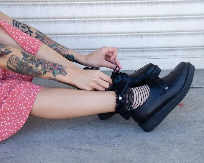 TUK Shoes Dress Shoes Men Black Leather Lace Up Pointed Creeper 8211 TUK Shoes
