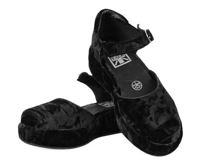 TUK Shoes Mary Janes Women Black Velvet Wrapped Mary Jane TUK Shoes Mary Janes Women Black Velvet Wrapped Mary Jane