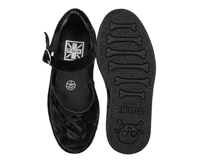TUK Shoes Mary Janes Women Black Velvet Wrapped Mary Jane TUK Shoes Mary Janes Women Black Velvet Wrapped Mary Jane
