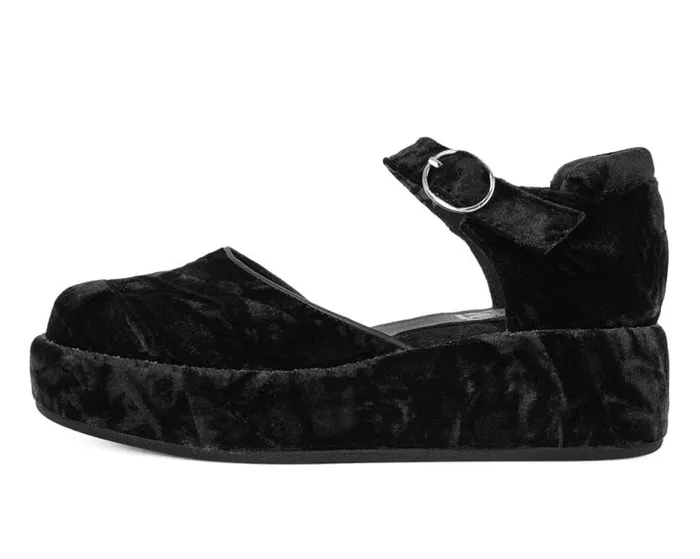 TUK Shoes Mary Janes Women Black Velvet Wrapped Mary Jane TUK Shoes Mary Janes Women Black Velvet Wrapped Mary Jane