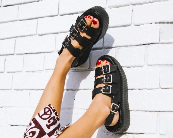 TUK Shoes Platforms Women Black 3Buckle Mondo Sandal TUK Shoes Platforms Women Black 3Buckle Mondo Sandal