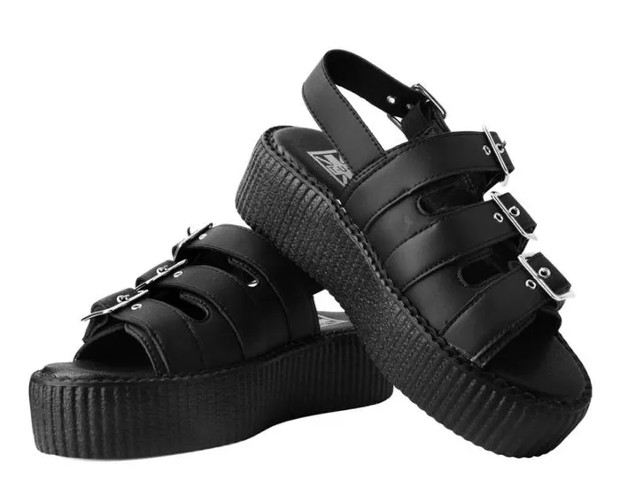 TUK Shoes Platforms Women Black 3Buckle Mondo Sandal TUK Shoes Platforms Women Black 3Buckle Mondo Sandal