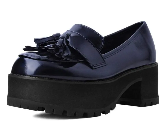 TUK Shoes Platforms Women Black Oil Haze Loafer Platform