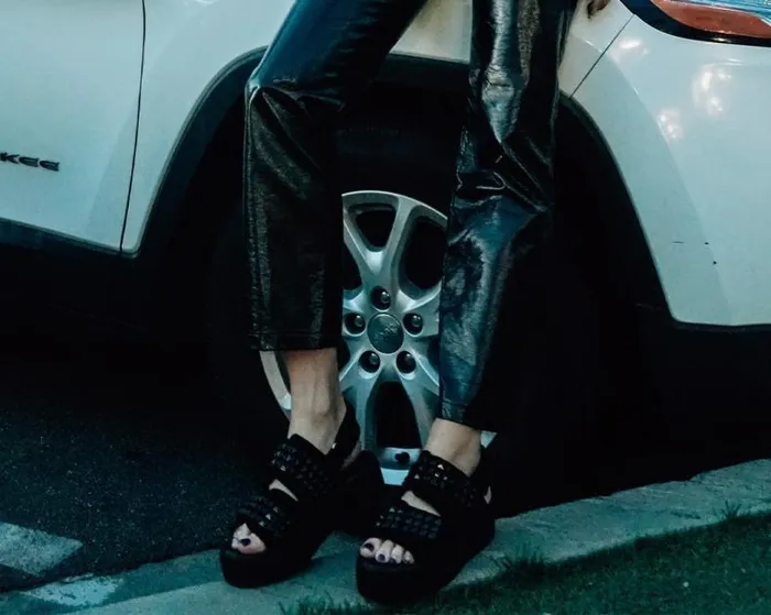 TUK Shoes Platforms Women Black Suede Velcro Studded Sandal TUK Shoes Platforms Women Black Suede Velcro Studded Sandal