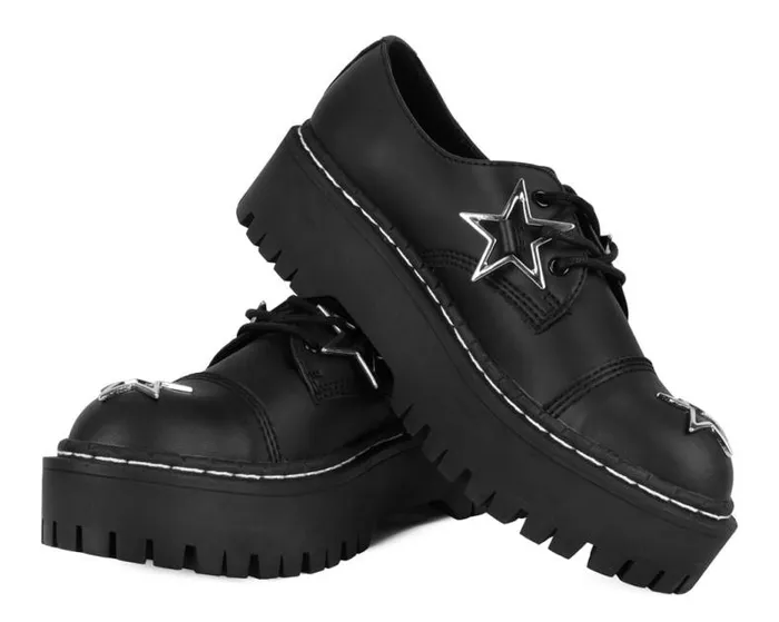 TUK Shoes Platforms Women Black TUKskin Star Double Decker Brogue TUK Shoes Platforms Women Black TUKskin Star Double Decker Brogue