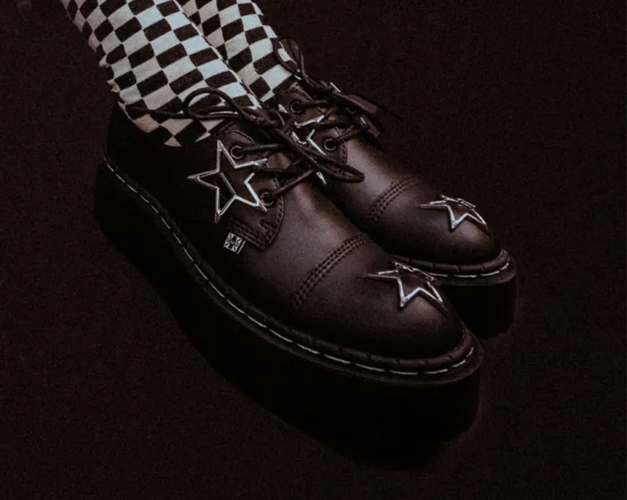 TUK Shoes Platforms Women Black TUKskin Star Double Decker Brogue TUK Shoes Platforms Women Black TUKskin Star Double Decker Brogue