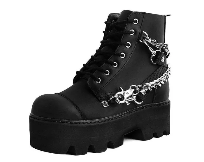 TUK Shoes Platforms Women Black Vegan 7Eye Chain and Strap Dino Lug Creeper Boot TUK Shoes Platforms Women Black Vegan 7Eye Chain and Strap Dino Lug Creeper Boot