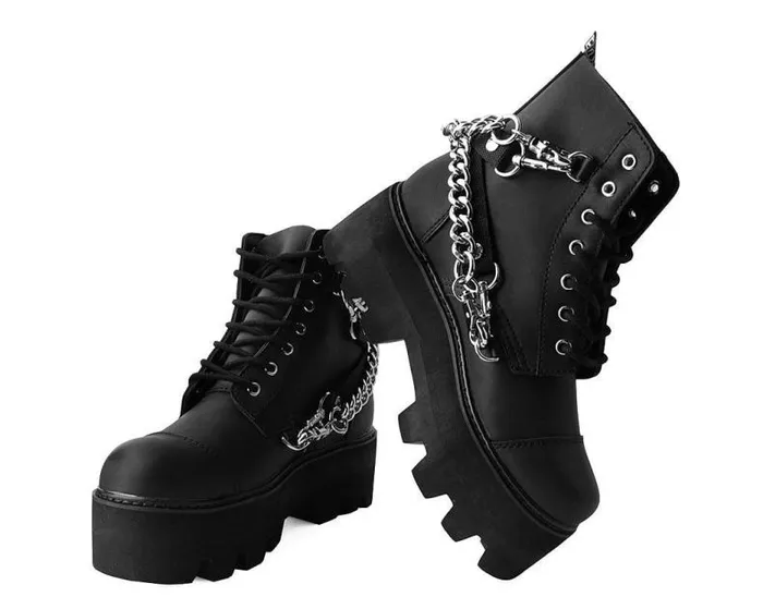 TUK Shoes Platforms Women Black Vegan 7Eye Chain and Strap Dino Lug Creeper Boot TUK Shoes Platforms Women Black Vegan 7Eye Chain and Strap Dino Lug Creeper Boot