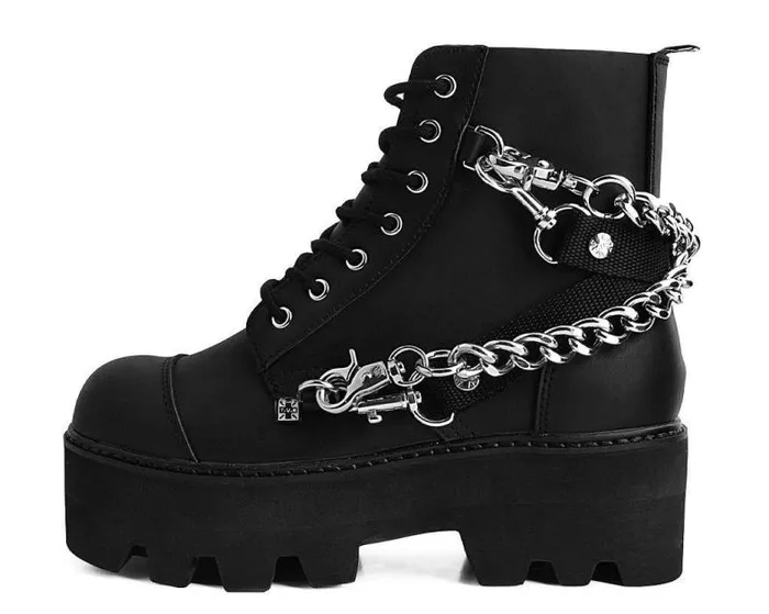 TUK Shoes Platforms Women Black Vegan 7Eye Chain and Strap Dino Lug Creeper Boot TUK Shoes Platforms Women Black Vegan 7Eye Chain and Strap Dino Lug Creeper Boot