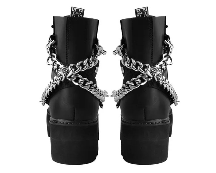 TUK Shoes Platforms Women Black Vegan 7Eye Chain and Strap Dino Lug Creeper Boot TUK Shoes Platforms Women Black Vegan 7Eye Chain and Strap Dino Lug Creeper Boot