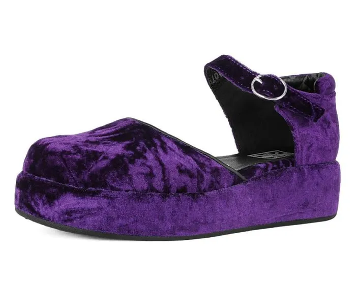 TUK Shoes Platforms Women Purple Velvet Wrapped Mary Jane