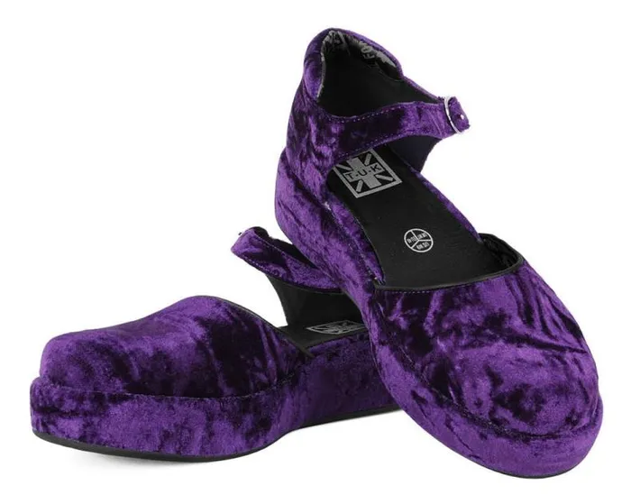 TUK Shoes Platforms Women Purple Velvet Wrapped Mary Jane TUK Shoes Platforms Women Purple Velvet Wrapped Mary Jane