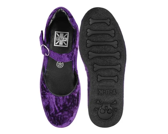 TUK Shoes Platforms Women Purple Velvet Wrapped Mary Jane TUK Shoes Platforms Women Purple Velvet Wrapped Mary Jane