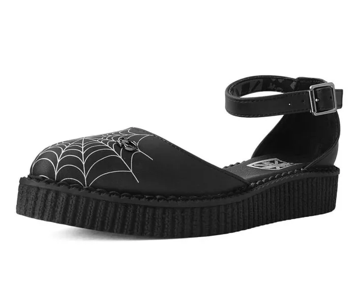 TUK Shoes Sandals Women Black Pointed Spiderweb Glow Sandal