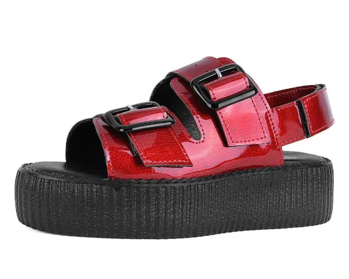 TUK Shoes Sandals Women Red Patent 2Buckle Sandal