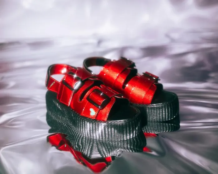 TUK Shoes Sandals Women Red Patent 2Buckle Sandal TUK Shoes Sandals Women Red Patent 2Buckle Sandal