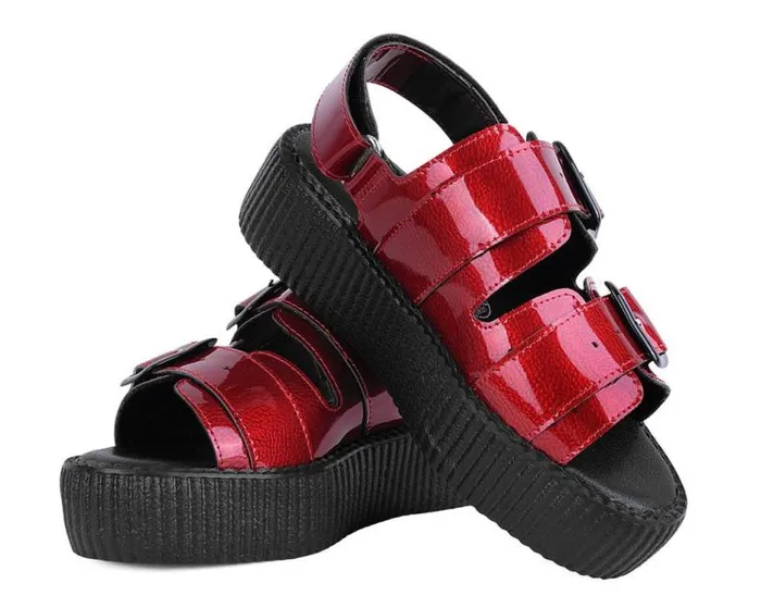 TUK Shoes Sandals Women Red Patent 2Buckle Sandal TUK Shoes Sandals Women Red Patent 2Buckle Sandal