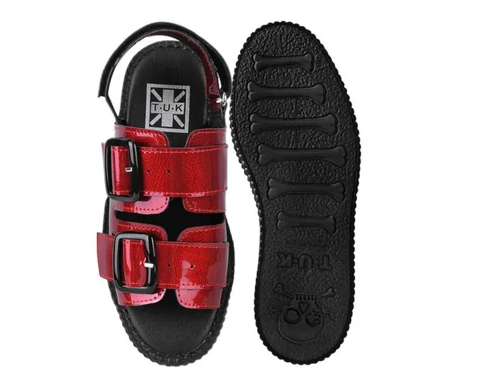TUK Shoes Sandals Women Red Patent 2Buckle Sandal TUK Shoes Sandals Women Red Patent 2Buckle Sandal