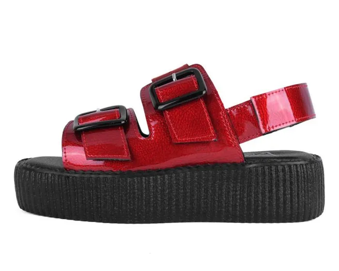 TUK Shoes Sandals Women Red Patent 2Buckle Sandal TUK Shoes Sandals Women Red Patent 2Buckle Sandal