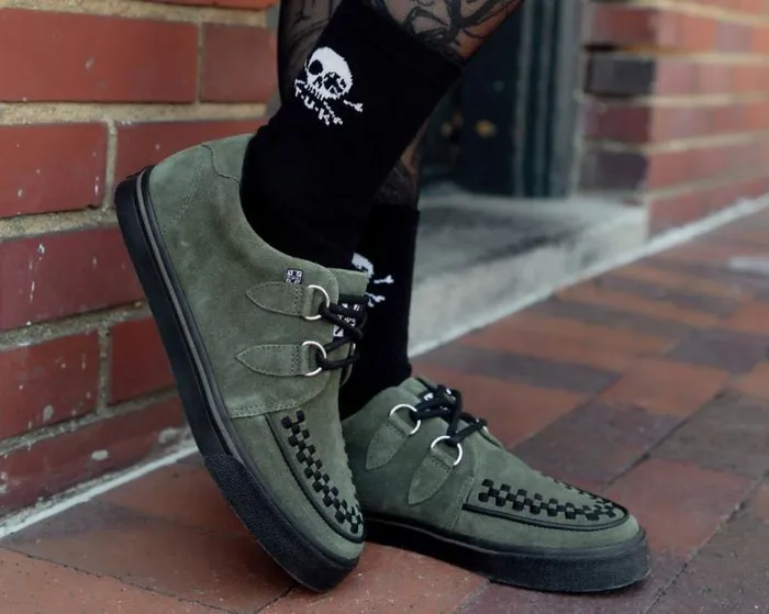 TUK Shoes Sneakers Men Olive Green Suede Creeper Sneaker TUK Shoes Sneakers Men Olive Green Suede Creeper Sneaker