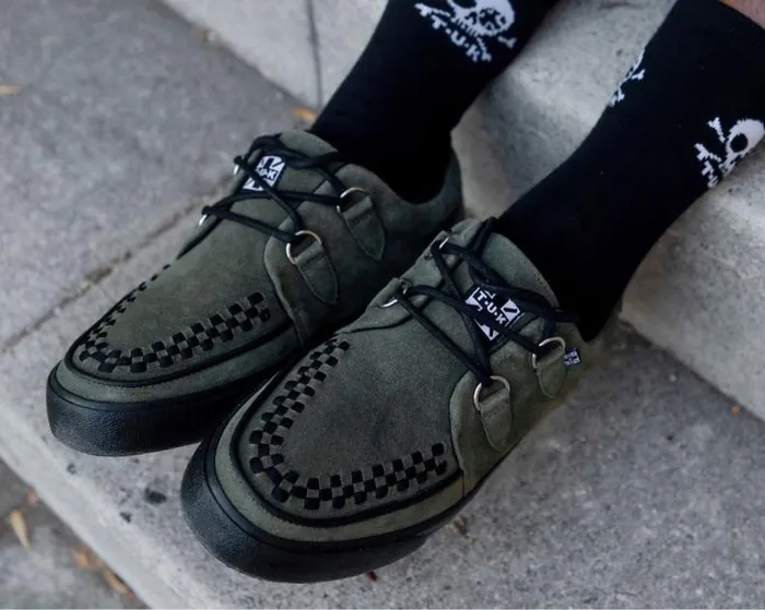 TUK Shoes Sneakers Men Olive Green Suede Creeper Sneaker TUK Shoes Sneakers Men Olive Green Suede Creeper Sneaker
