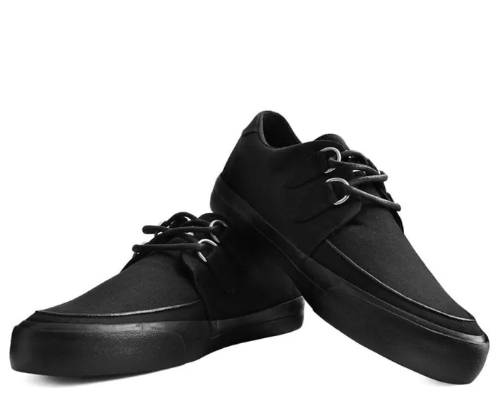 TUK Shoes Sneakers Women Black Basic Twill DRing Vegan Sneakers TUK Shoes Sneakers Women Black Basic Twill DRing Vegan Sneakers