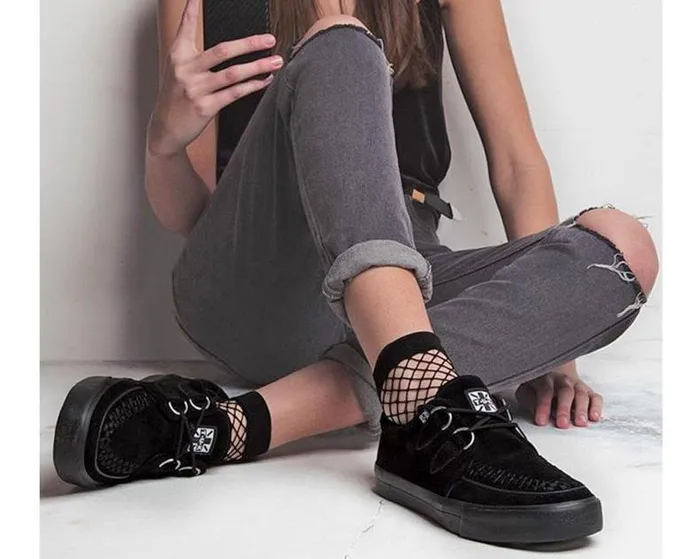 TUK Shoes Sneakers Women Black Suede DRing Sneaker TUK Shoes Sneakers Women Black Suede DRing Sneaker