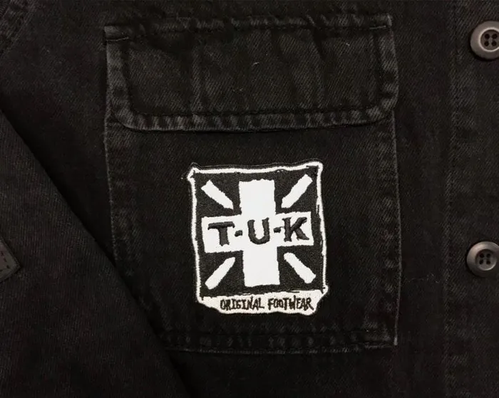 TUK Shoes Stickers Pins Patches Totes Adult TUK Black and White Kick Square Logo Patch