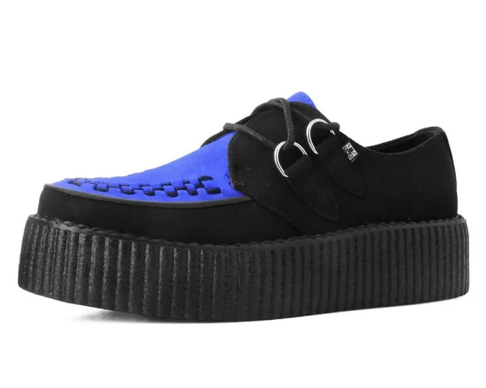 TUK Shoes Vegan Men Black and Cobalt Blue Viva Mondo Creeper