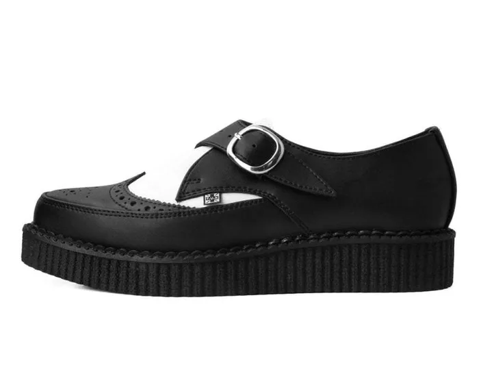 TUK Shoes Vegan Men Black and White Vegan TUKskin Wing Buckle Pointed Creeper TUK Shoes Vegan Men Black and White Vegan TUKskin Wing Buckle Pointed Creeper