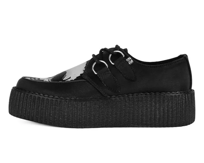 TUK Shoes Vegan Men Black Satin Glow Skull Viva Mondo Creeper TUK Shoes Vegan Men Black Satin Glow Skull Viva Mondo Creeper