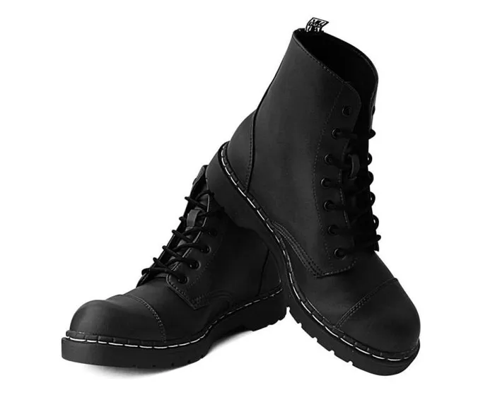 TUK Shoes Vegan Men Black Waxy 7Eye Capped Toe Boot TUK Shoes Vegan Men Black Waxy 7Eye Capped Toe Boot