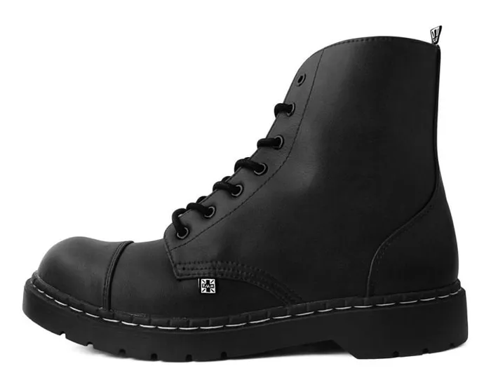 TUK Shoes Vegan Men Black Waxy 7Eye Capped Toe Boot TUK Shoes Vegan Men Black Waxy 7Eye Capped Toe Boot